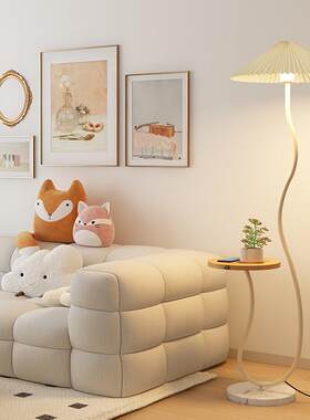 floor lamp 带桌子的落地灯客厅卧室床头百褶立式台灯可调光