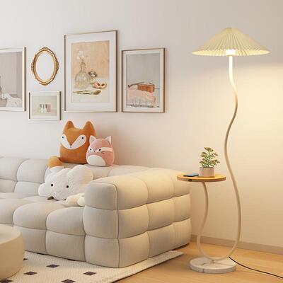 floor lamp 带桌子的落地灯客厅卧室床头百褶立式台灯可调光