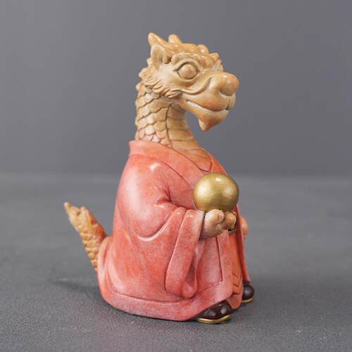 四大神兽彩绘Q版小摆件青龙白虎朱雀玄武家居铜装饰品客厅摆放送