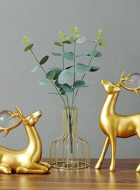 招财鹿摆件北欧轻奢金色麋鹿家居装饰品创意客厅电视酒柜玄关摆设