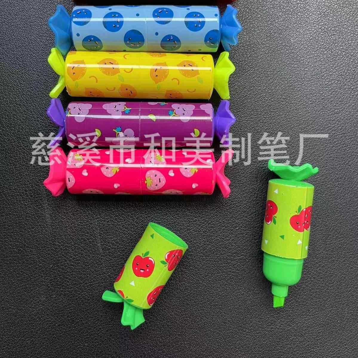 mini荧光笔糖果荧光笔造型荧光笔水果图案厂家刀头笔头带香味