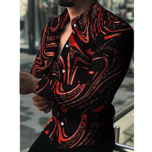 Printed Long Sleeve Slim Fit Men