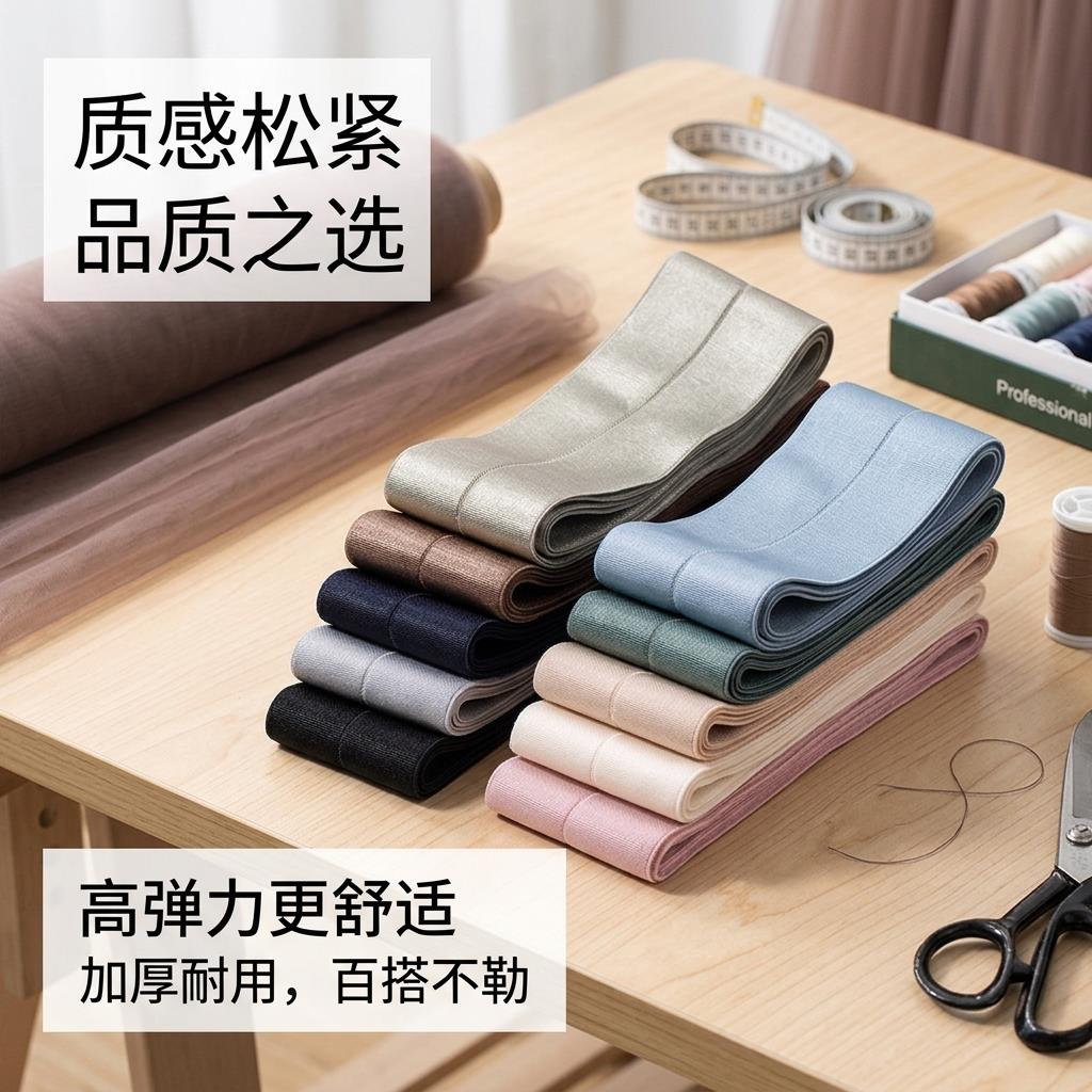 高弹力耐用宽松紧带丝光对折腰封裙腰裤腰半身裙专用裙子黑色腰带