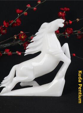 白玉马玉生肖马到成功摆件桌面装饰风水招财旺事业风水招财马摆件