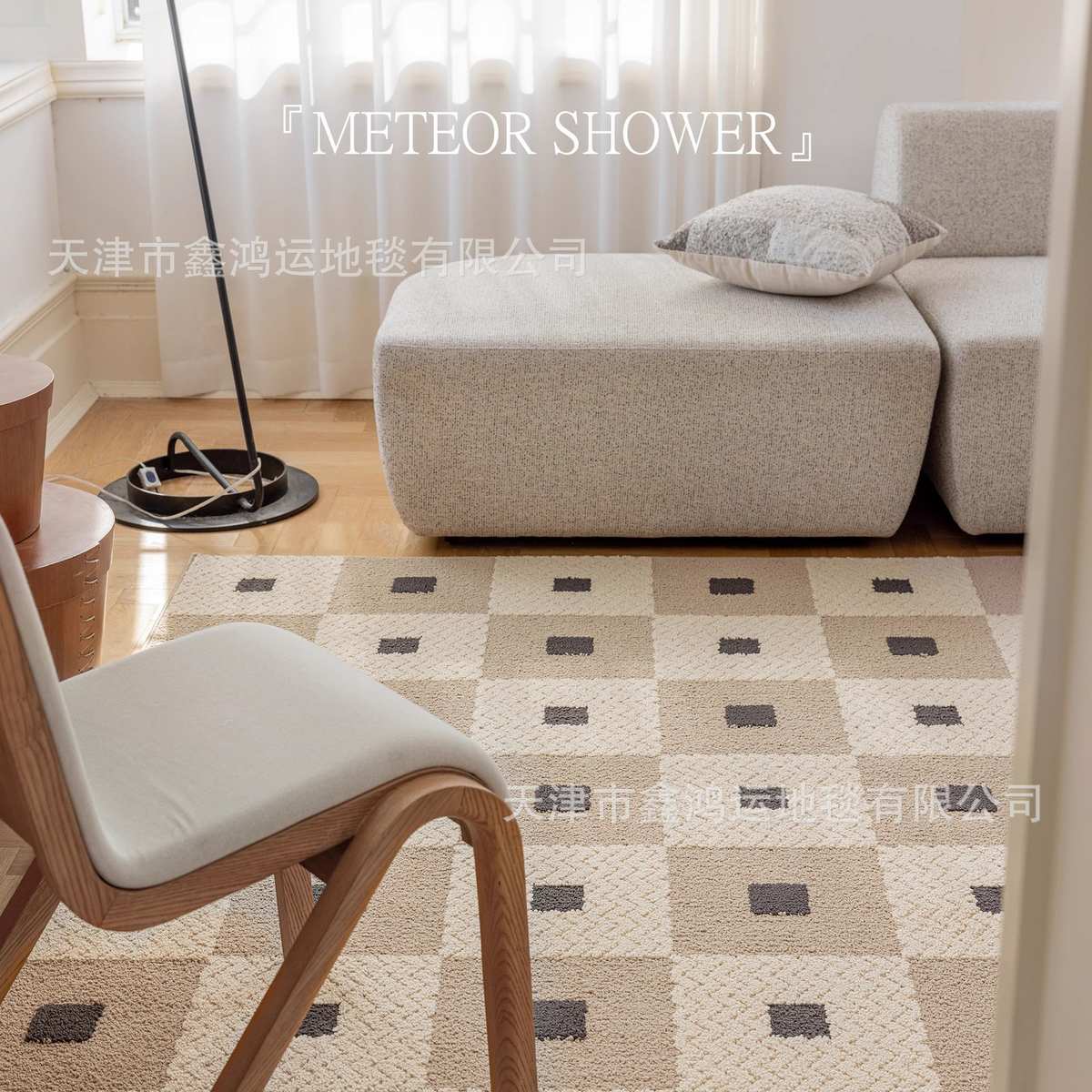 防水防污中古风客厅地毯免打理简约轻奢高级感沙发卧室茶几垫满铺