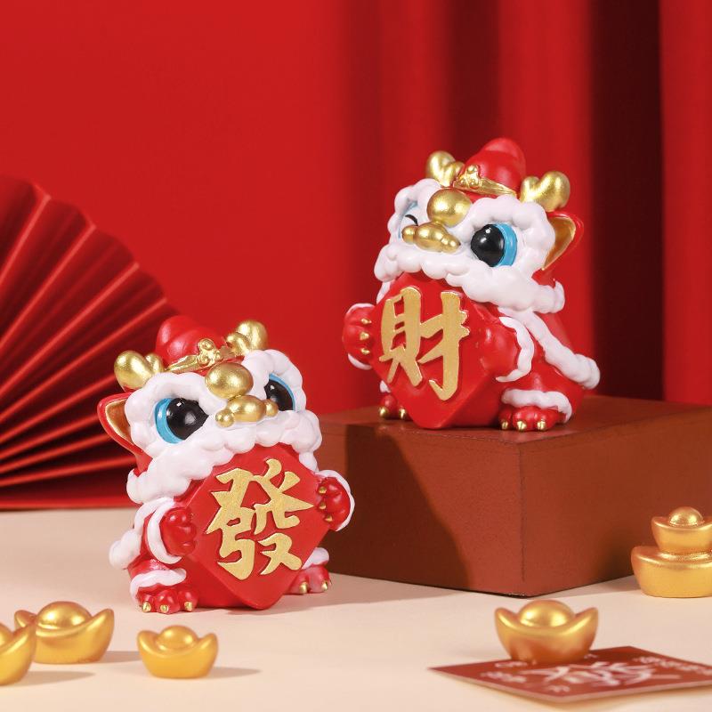 国潮舞龙醒喜狮摆办公室工桌件面摆位件家居R2F9G0装饰品创意庆新