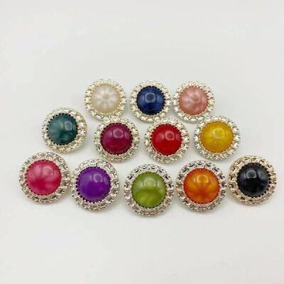 10pcs/lot Colorful Buttons 21/25mm Gold Color Plastic Shank