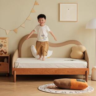 哆哆儿童床 实木婴儿床伸缩拼接床抽拉床儿童家具男孩女孩榉木樱