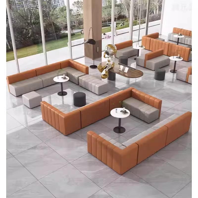 需定制办公休闲接待区转角沙发培训机构休息等候区靠墙无靠背卡座