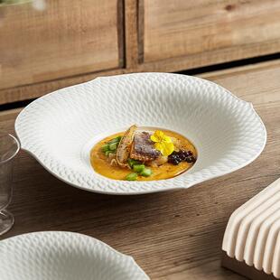 直销新款白色斗笠碗酒店汤碗拉面碗陶瓷餐具高级感轻奢菜盘子意境