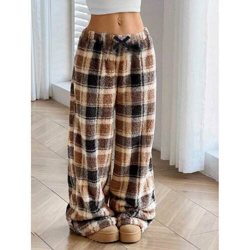E 98739 Fleece wide-leg sleep pants 毛绒阔腿睡裤跨境速卖