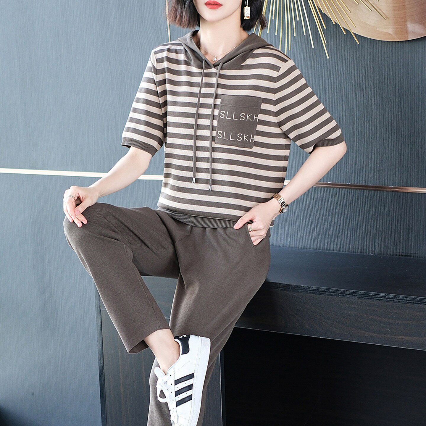 夏装新款2025运动服套装女休闲 时尚夏季短袖中年妈妈装两件套卫