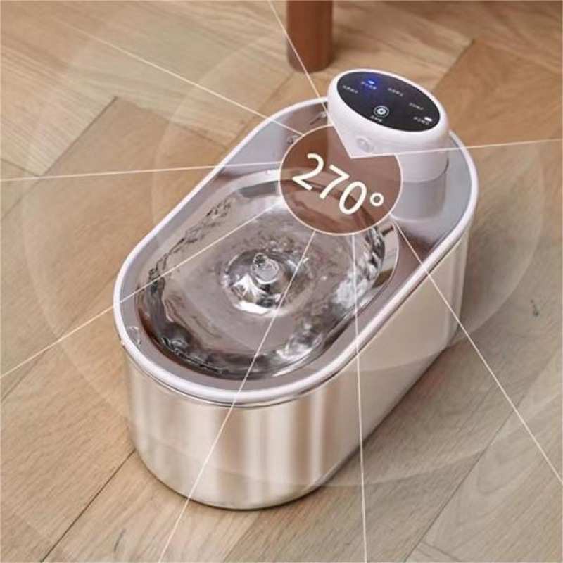 新款猫咪不锈钢宠物饮水机3L无线静音喂水器带缺水提醒