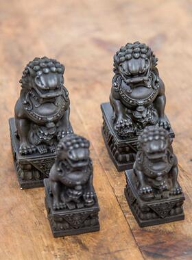 中摆式创意风石狮子件茶桌茶宠家居办公桌面国002树脂设招财装摆