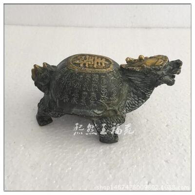 仿古纯铜鎏金龙龟摆件百寿龟古玩收藏家居装饰工艺礼品