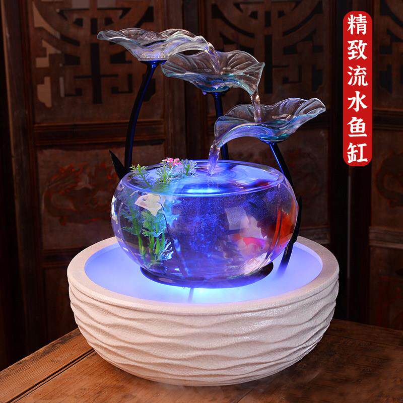 鱼缸流水摆件客厅2024新款办公室迷你金鱼缸循环水桌面小型加湿器