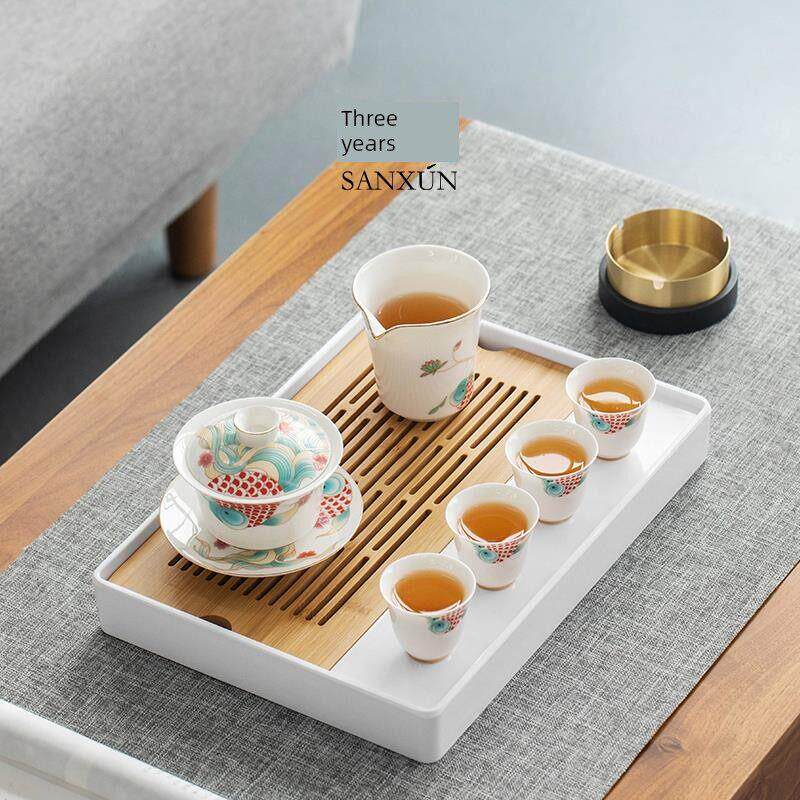 方茴香茶盘家用简易储水茶盘竹托盘功夫茶具茶海排水小茶几