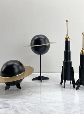 金色星球摆件宇LQO航员空模型欧儿北房星空太空童科太技主题软装