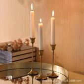 跨境烛工ZT310 饰婚庆蜡 3台金摆摆属铁艺复古件黄铜色烛台圣诞装