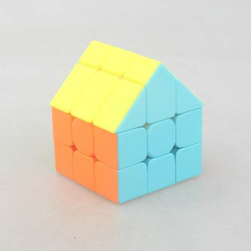 梯色黄色顶房子魔方三阶魔屋魔方3X3彩色变形魔方Magichouse Cube