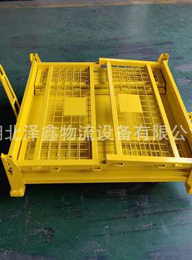 厂家现货可定黄色折叠铁框冷轧钢周转箱工厂废料堆放移动网箱