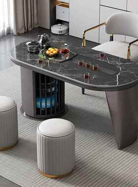 意式茶桌椅合三合一岩阳板茶桌ALS家用台茶台办组公一茶桌一体整