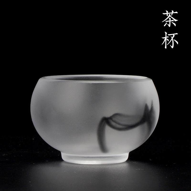 正品茶套装墨色玻璃古典茶杯功夫茶茶套装礼墨色具古典盒有盖碗男图片