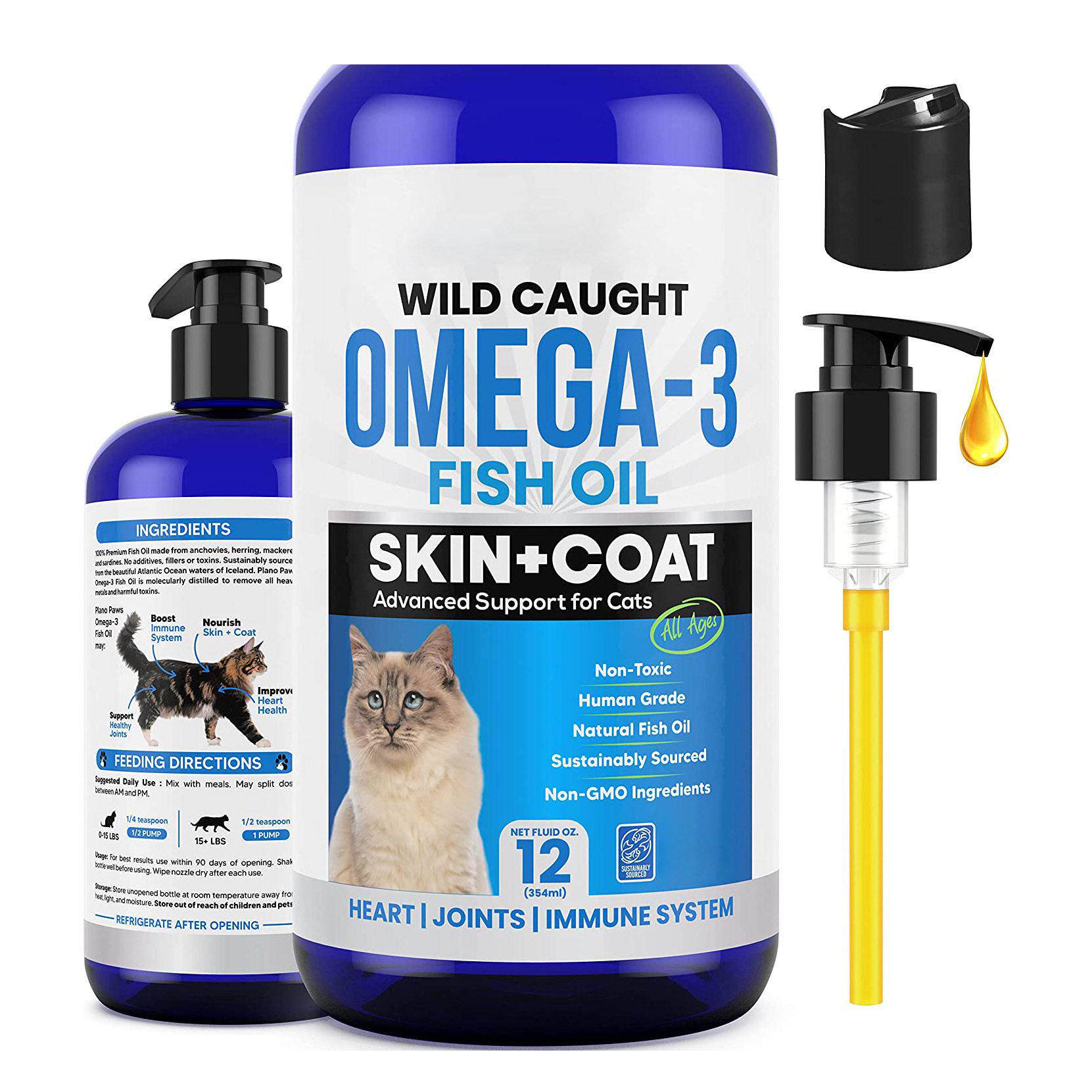 猫用鱼油 猫维生素和补品 宠物用液体鱼油