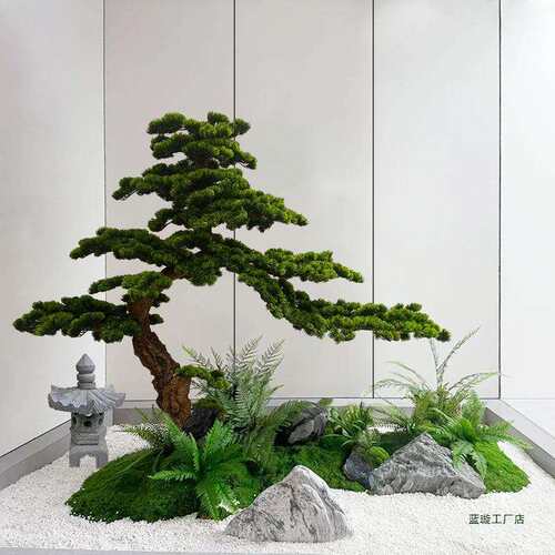 树F98TM799客松罗汉松造松景大型玄关酒店件室内装饰假树摆落迎地