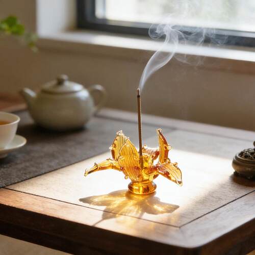 淄博琉璃摆件香插创意玻璃鸢尾花线香底座莲花香座高级感禅意礼物