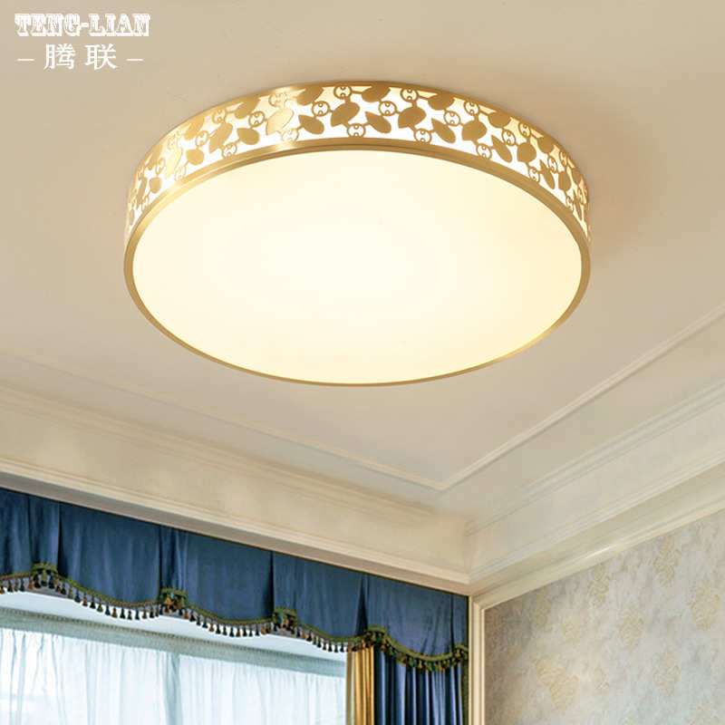 美式全铜水晶卧室房间吸顶灯轻奢简约书房过道餐厅楼梯吸顶灯具