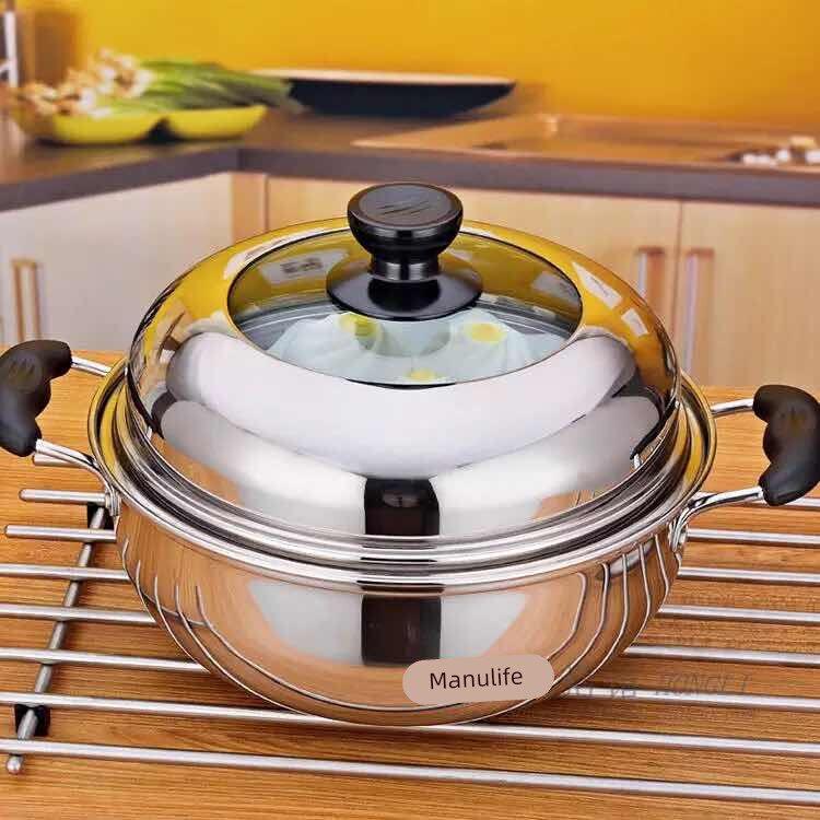 蒸汽火锅不锈钢加厚桑拿锅家用海鲜蒸汽锅蒸鸡汤锅商用组合汤蒸锅