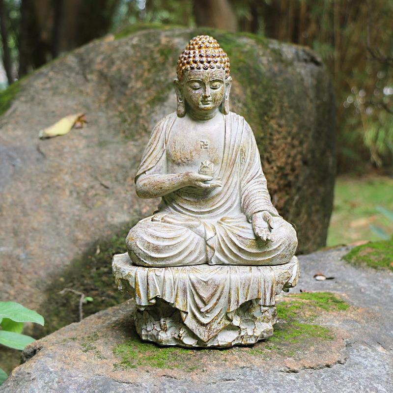 佛像佛首佛头摆件收纳工艺品新中式禅意摆件创意软装家居假山饰品