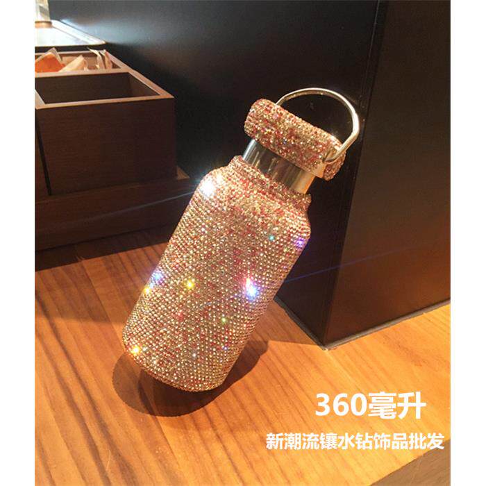 正品保不温杯水钻女可携式水杯子保冷/保温杯