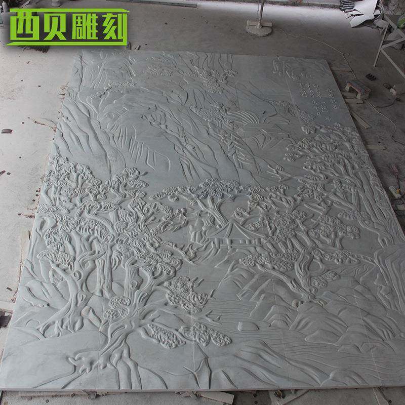 大理石浮雕花开富贵厂家 供应汉白玉花草石材浮雕背景墙雕塑
