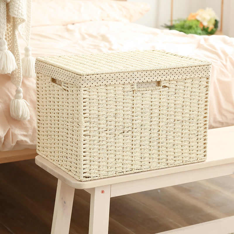 P8H编织收纳筐衣柜整理收纳箱衣服杂物收纳盒日式藤编零食衣物储