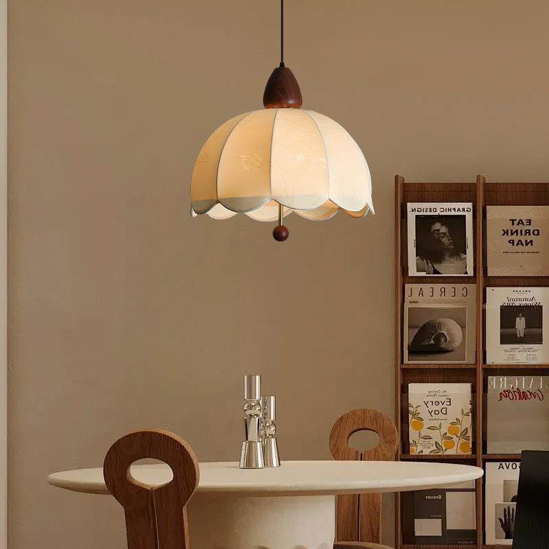 法式中古主卧室床头吊灯复古侘寂风实木布艺吧台房间服装店吊线灯