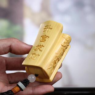 黄杨木雕升官发财手把件文玩男士随身木质雕把玩玄关桌面摆件
