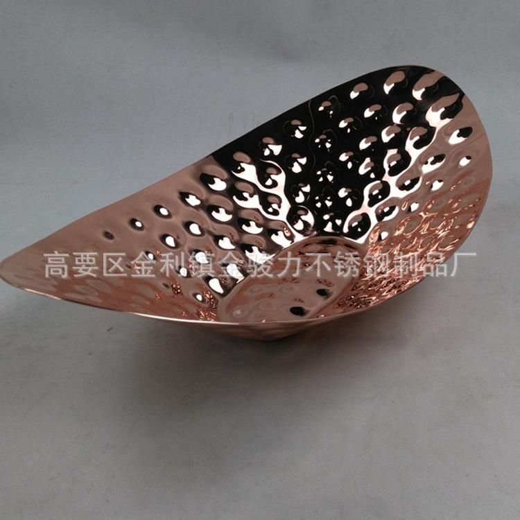 创意不锈钢金色锤印果盘沙拉盘 刺身盘酒店酒吧KTV摆台自助餐用品