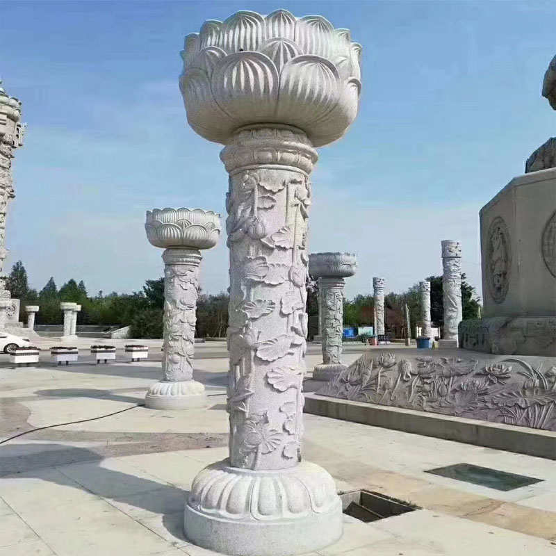 石雕盘龙柱青石龙柱龙浮雕石柱花岗岩广场宗祠雕塑祠堂寺院双龙