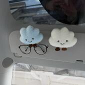 可爱云朵车载眼镜夹汽车太阳眼镜夹太阳眼镜收纳遮阳板眼镜放置架
