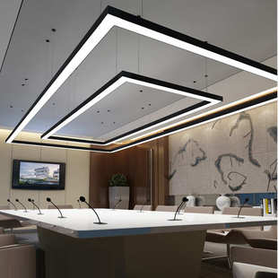 无缝拼接方形长条吊灯 LED健身房商场超市会议办公室商用吊线灯