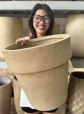 40cm口径国际盆龟背芋花盆原木风新中式工业风民宿庭院专用花盆
