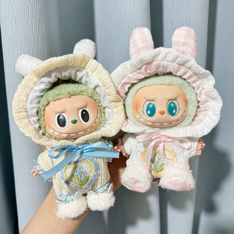 连布派对]二代仅labubu服耳衣服 针织挂件一爬衣服帽坐坐兔拉布萌