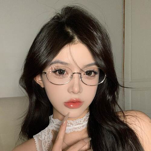 老钱风半框眼镜女高级感纯欲斯文败类御姐覆古小框椭圆细框金丝框