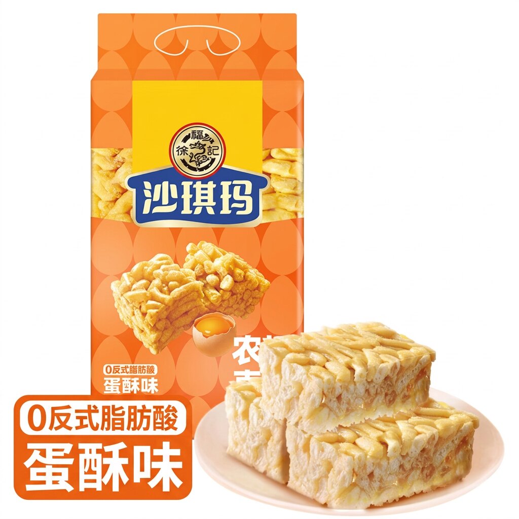 徐福记沙琪玛418g蛋酥味0反式脂肪酸营养早餐休闲零食大礼包新年