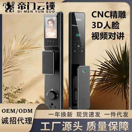 CNC精雕智能锁防盗门锁智能家用全自动指纹锁人脸识别智能门锁