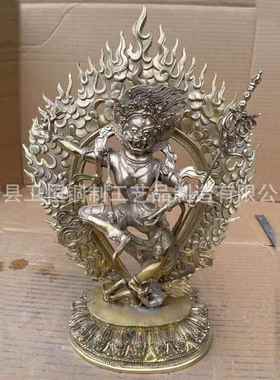 纯铜狮面空行母佛像密宗纯铜古鎏金12寸居家高档藏传莲师供护摆件