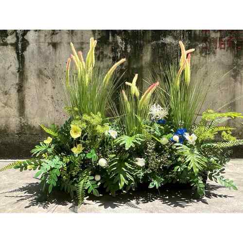 小型仿真绿植造景室内布置装饰假花丛婚庆路引酒店蝴蝶兰盆景景观