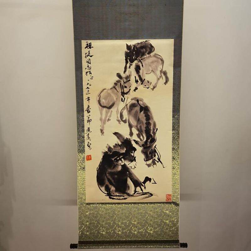 古玩杂项收藏仿近代画家黄胄字画挂件家居客厅装饰摆件字画收藏品